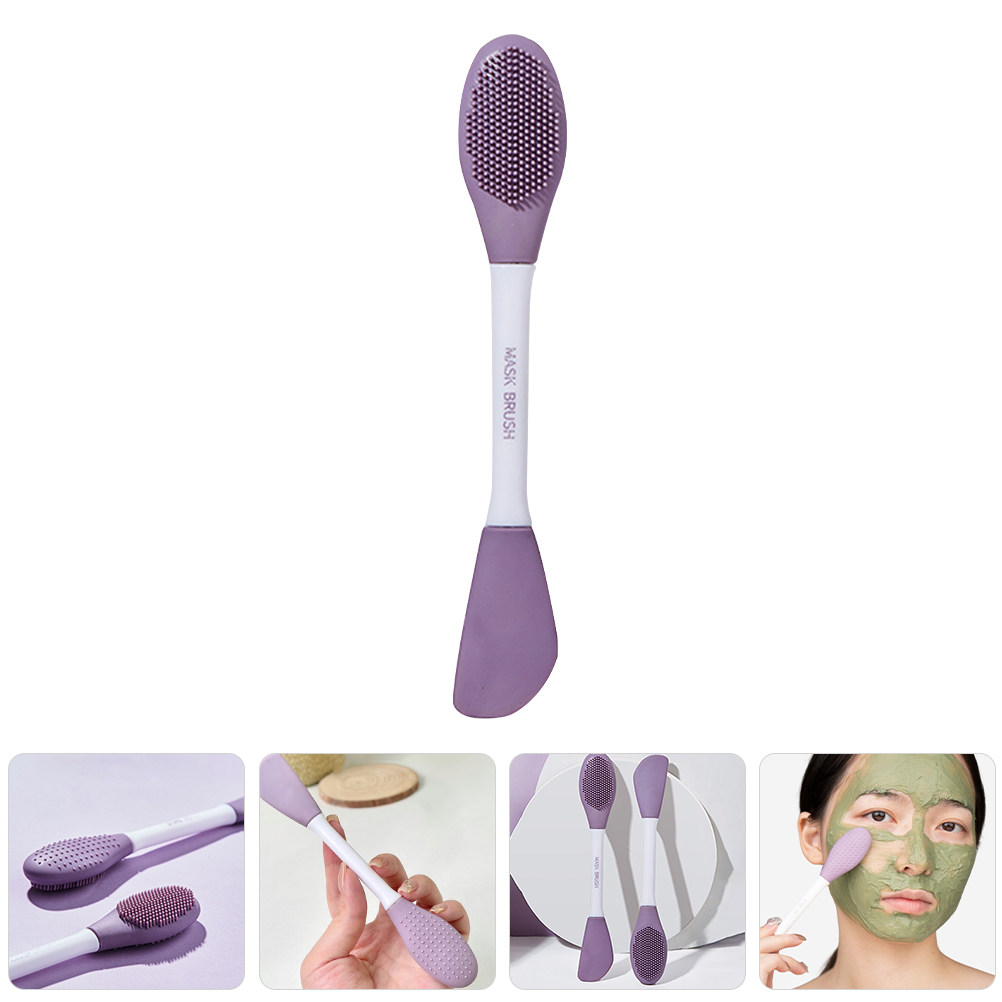 Cleanser Face - シリコン製マスクブラシ。両端にブラシが付いたフェイシャルツールで、洗顔料やクレンジング剤を塗布する際に使用。繰り返し使用可能。自宅や旅行先での泥マスクの塗布に最適。