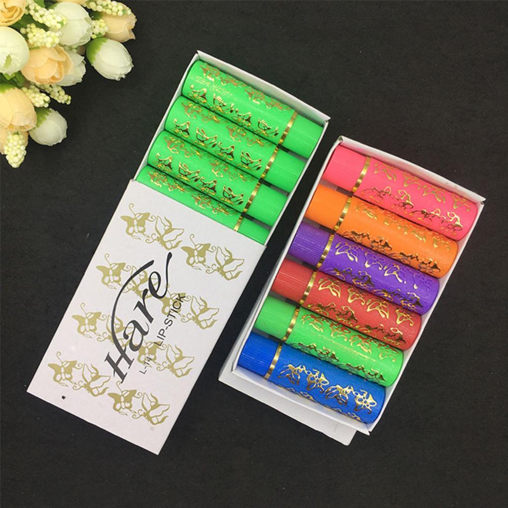 Lip Balm - 変色口紅長期的なバームダークグリーンマジックリップグロス蝶リップティント化粧品メイクアップ口紅 6 ピース/セット
