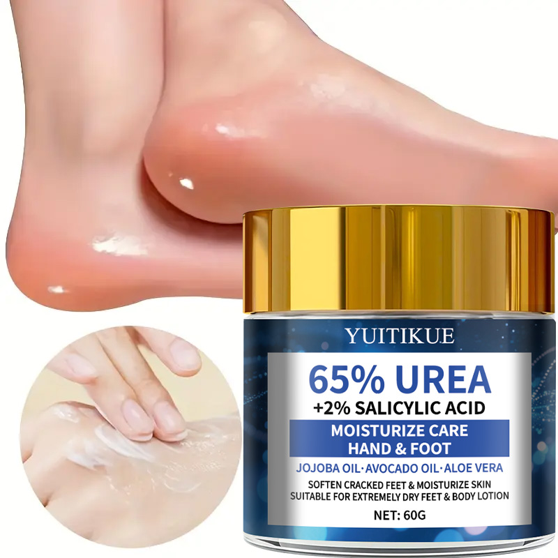 Urea Foot Cream - YUITIKUE 65%尿素フットクリーム 60g - 2週間でひび割れたかかとを柔らかくする、速く吸収され、べたつかない、ホホバオイルとアボカドオイル配合