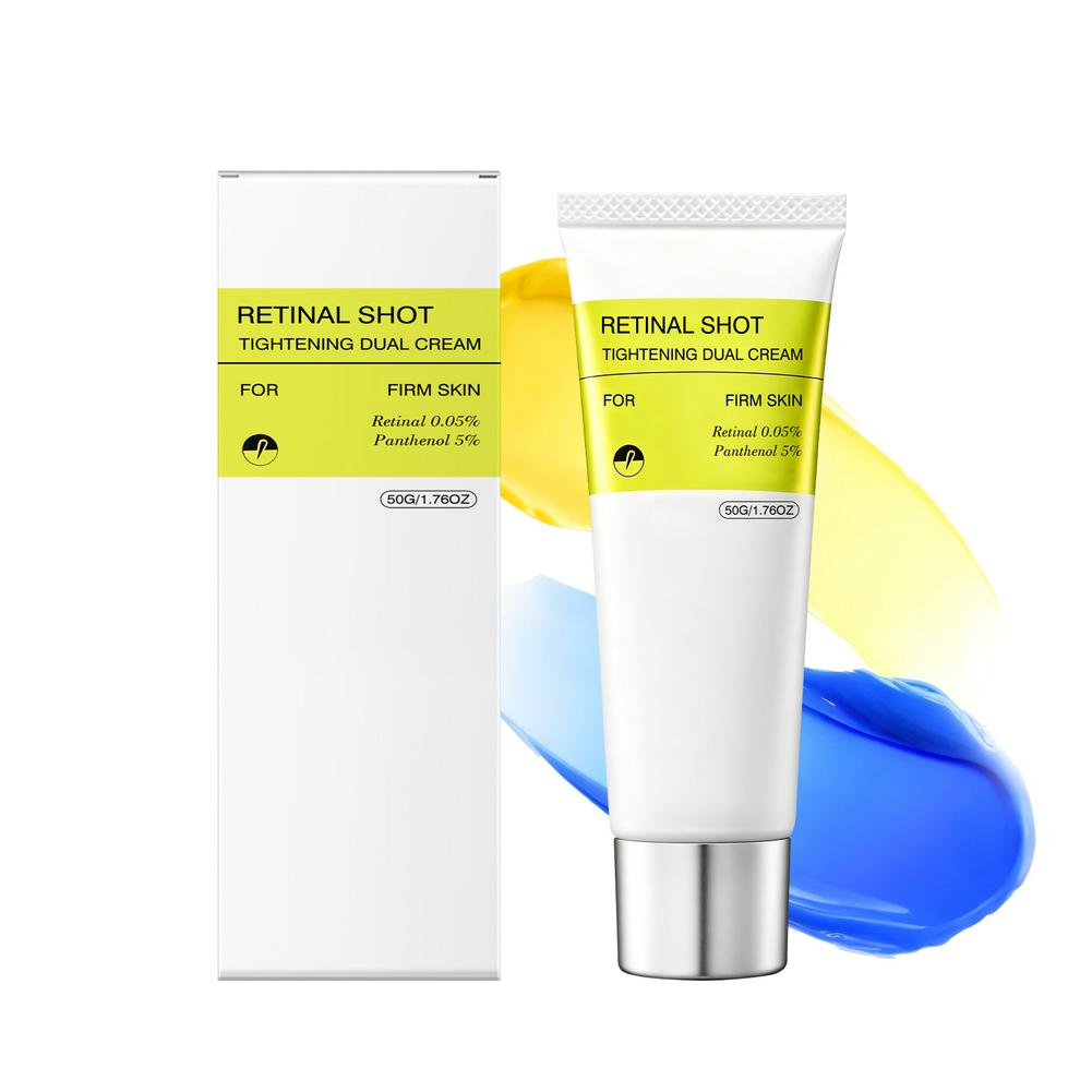 Retinol Cream - レチノールショット ダブルクリーム 50g。レチノール0.05%、パンテノール5%配合。肌の引き締め、リフトアップ効果のあるアンチエイジングフェイスモイスチャライザー。